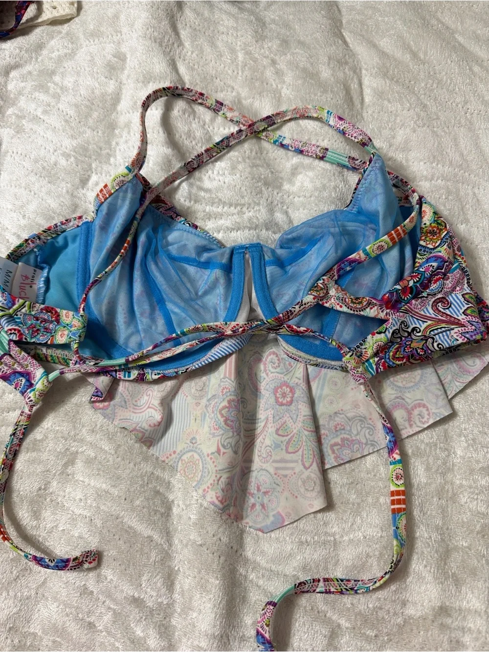 Profile by blush Paisley Flounce Bikini Set in Bright Multicolor and Blue